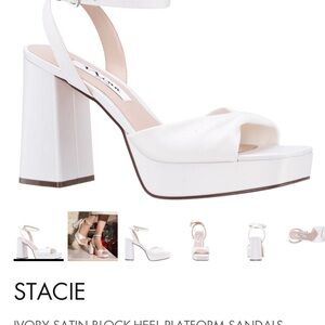 Stacie Ivory Satin Block Heel Platform Sandals